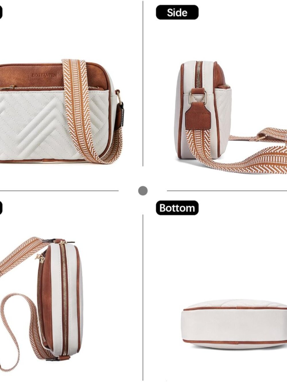 Quilted Crossbody Bags for Women Vegan Leather Purses Shoulder Handbags with Wid - Picture 6 of 6